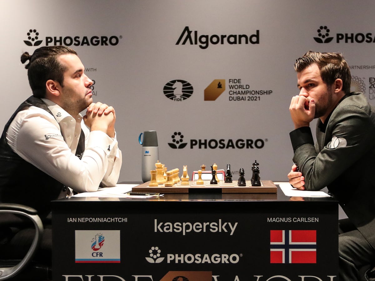 Carlsen and Nepomniachtchi draw chess world title opener after flag furore | World Chess Championship 2021 | The Guardian