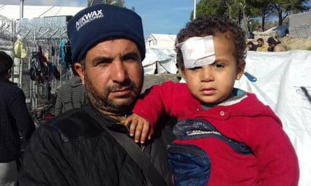 Syrian refugee Saleh Alhussein and his son Mohammed.