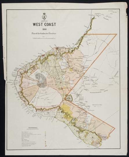 A map of the west coast of New Zealand’s North Island dated 1880.