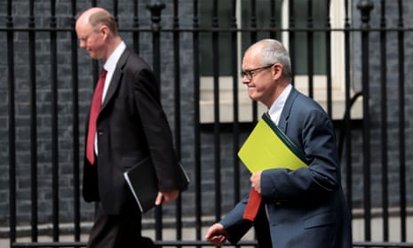 Chief medical officer for England, Chris Whitty, and government chief scientific adviser, Sir Patrick Vallance, outside Downing Street in July.