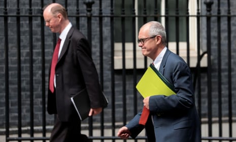 Chris Whitty and Sir Patrick Vallance in Downing Street in July.