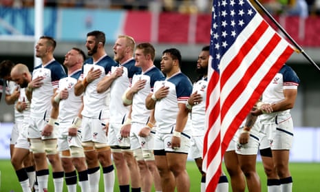 The US Eagles sing the anthem at the 2019 Rugby World Cup in Japan.