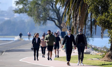People are seen exercising at the Bay Run in Sydney