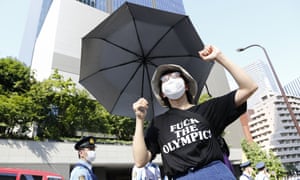 Anti-Tokyo Olympics 2020 protests in Tokyo today outside the hotel where IOC president Thomas Bach is quarantining.