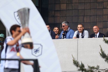 Daniel Levy watches Tottenham’s trophy parade.