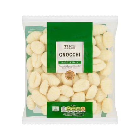 A packet of Tesco gnocchi