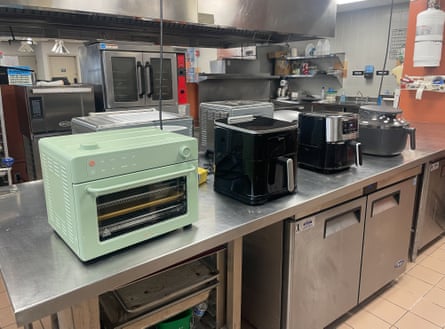 Air fryers being tested in the Drexel food lab