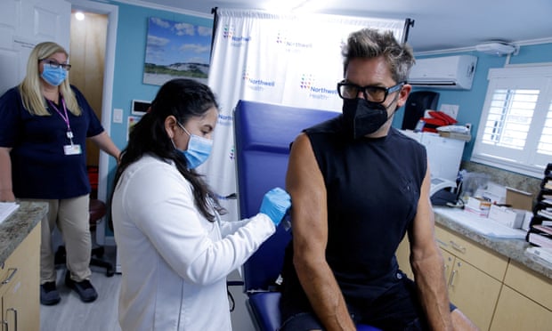 Tareco Timothy receives a monkeypox vaccination at the Northwell Health Immediate Care Center at Fire Island-Cherry Grove, in New York on 15 July 2022.