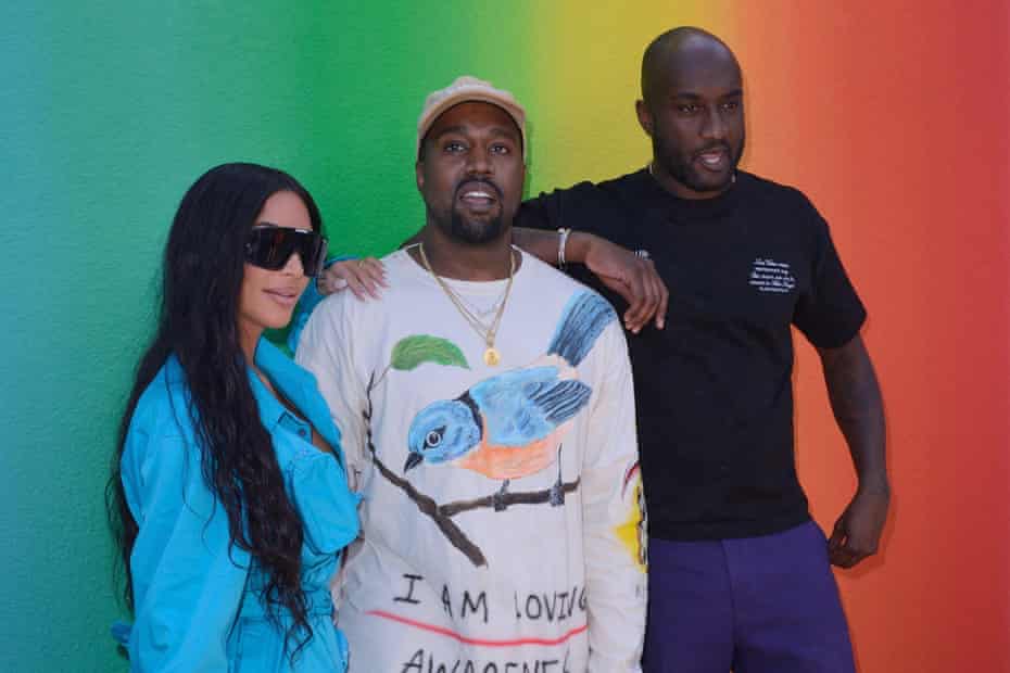 Kim Kardashian, Kanye West and Virgil Abloh attending the Louis Vuitton menswear spring/summer 2019 show