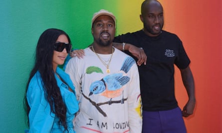 Kim Kardashian, Kayne West and Virgil Abloh at the Louis Vuitton menswear spring/summer 2019 show in Paris.