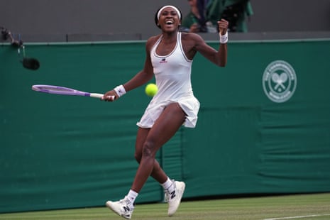 Coco Gauff celebrates her win