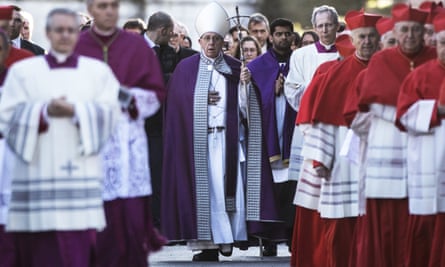 Pope Francis leads the Ash Wednesday Procession