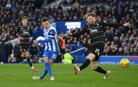 Pascal Gross fires Brighton into the lead during the second half