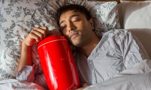 Rhik Samadder with an Easiyo Yoghurt Maker. Photograph: Graham Turner.