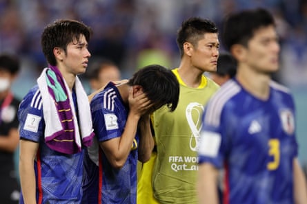 Japan players, one in tears, react to losing to Croatia in the last 16 of the 2022 World Cup
