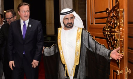 Sheikh Mohammed with then prime minister David Cameron in 2013