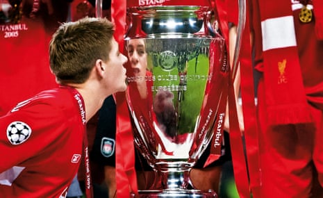 Steven Gerrard kisses the famous trophy.