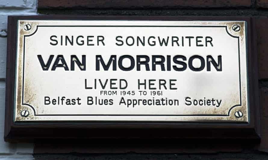 Van Morrison plaque on his childhood home in Hyndford Street, Belfast