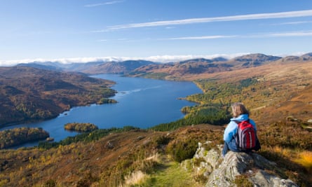Loch Katrine from Ben A’an, Lake Lomond and the Trossachs national park, Scotland.