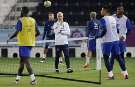 Didier Deschamps with his France squad during training on Friday.