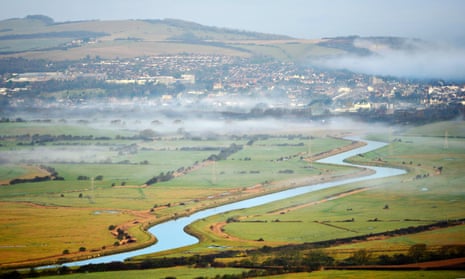 The River Ouse flowing into Lewes, East Sussex, UK