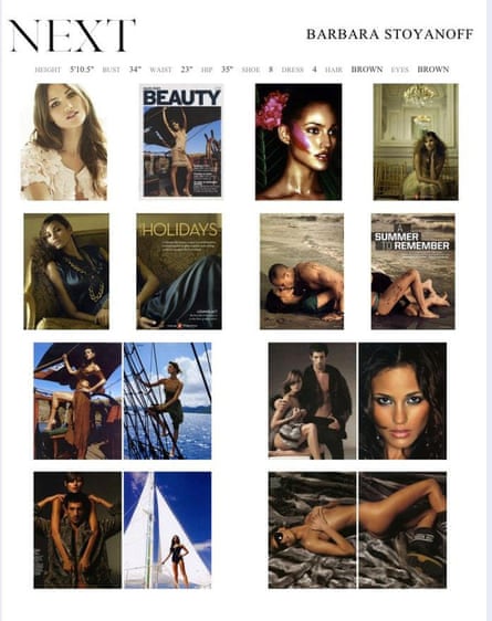 A page of photos of Bargara Stoyanoff in magazines