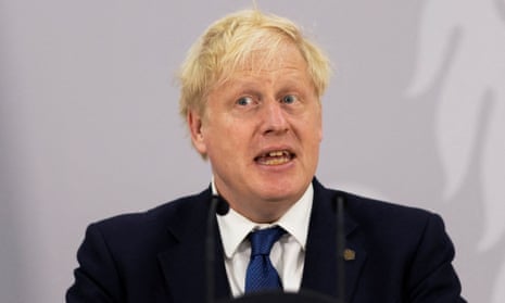 Boris Johnson at a news conference during the Commonwealth Heads of Government Meeting in Kigali, Rwanda
