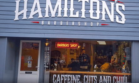 The outside of Hamilton's barber shop