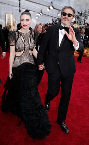 Joaquin Phoenix and Rooney Mara - who wore a custom Alexander McQueen dress