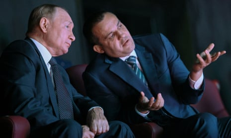 The Iba president, Umar Kremlev, talks to Vladimir Putin during an event in Moscow earlier this month.