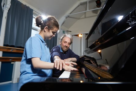 Lucy Illingworth and her piano teacher, Daniel Bath.