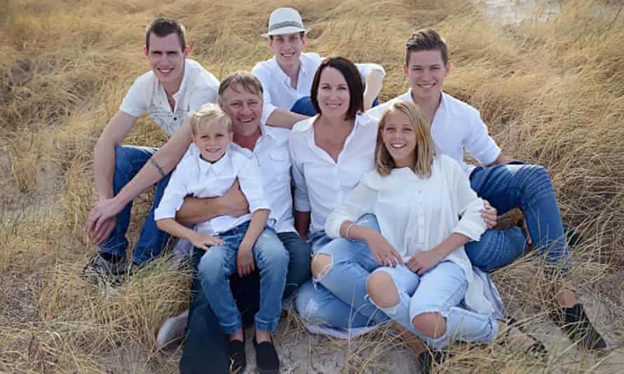 Brett and Liz Habermann with their children Zac, Lewis, Jorja, Charlie and Rhys.