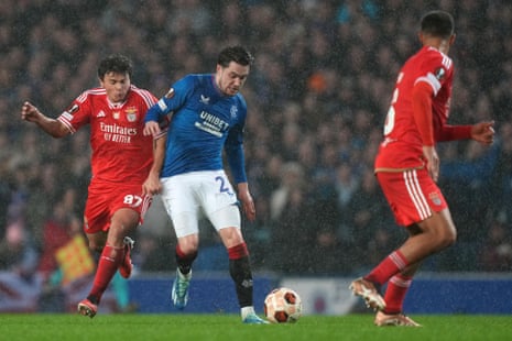 It’s all-square at a very wet Ibrox between Rangers and Benfica.