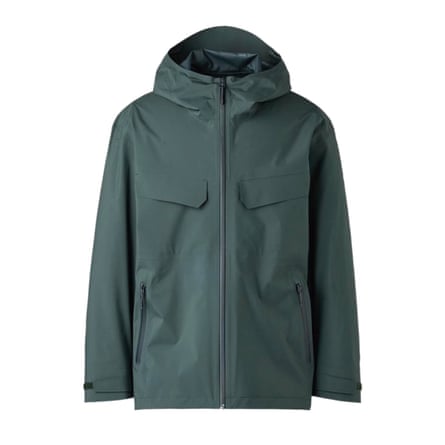 A dark green parka on a white background