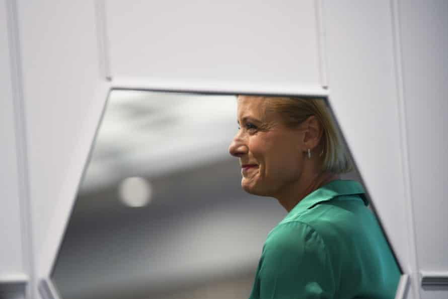 Kristina Keneally is seen reflected in a mirror on Wednesday.