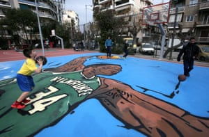 Athens, Greece: Street art depicting the Greek NBA player Giannis Antetokounmpo in his neighbourhood of Sepolia