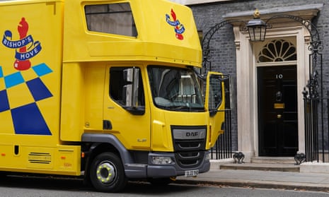 A removal van in Downing Street