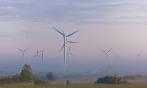 Wind farm in rural area near Gdansk Poland