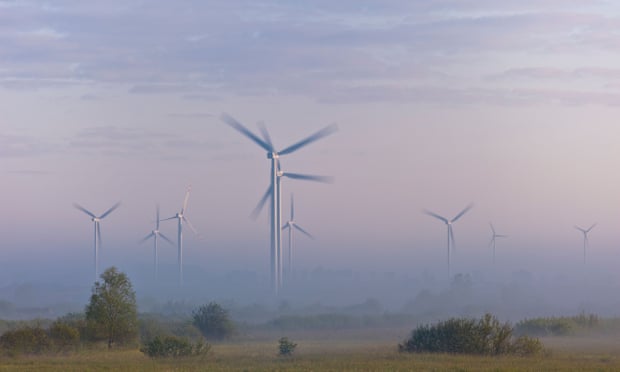 Wind farm in rural area near Gdansk Poland