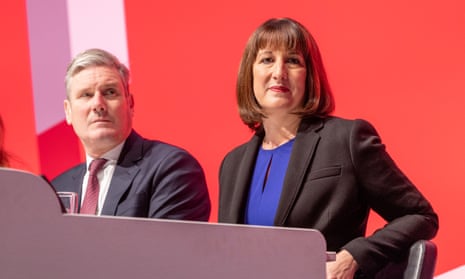 The Labour leader, Keir Starmer, and the shadow chancellor, Rachel Reeves, on stage at the party conference in Liverpool.