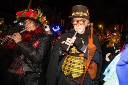 Paul Carey, band leader and bagpiper.