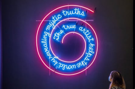 The True Artist Helps the World by Revealing Mystic Truths (Window or Wall Sign) 1967, by Bruce Nauman.