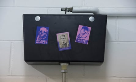 Dulwich Hamlet FC stickers at the ground they shared with their rivals Tooting and Mitcham FC.
