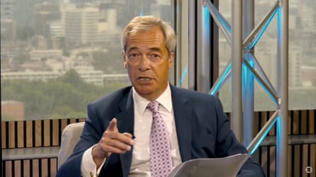 Screen grab taken from Reform UK live feed of Nigel Farage speaking during a press conference