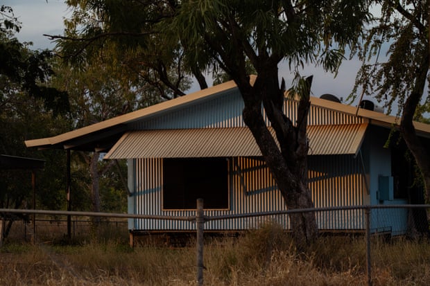 A house seen at sunset at remote Aboriginal community, Binjari, 18 km from Katherine.