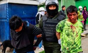 Morales supporters being arrested in La Paz