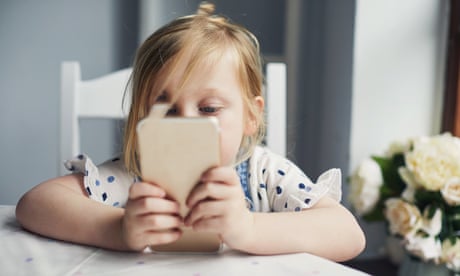 A child on a smartphone