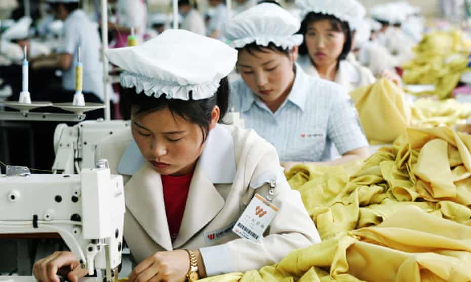 North Korean women work at an assembly line in the the Kaesong industrial complex.