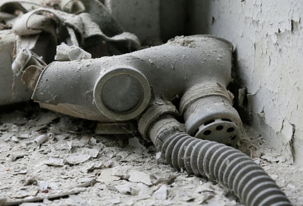 A child’s gas mask in a kindergarten in the now-abandoned city of Pripyat