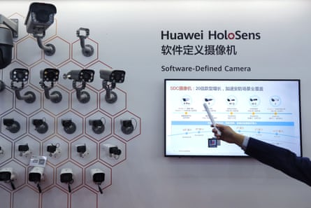 Huawei’s surveillance cameras are on display during the China Public Security Expo in Shenzhen, China.